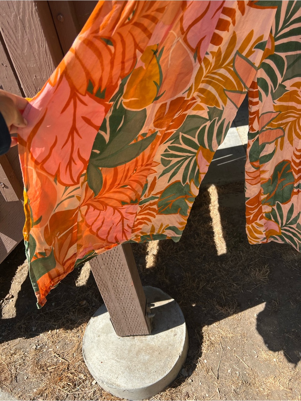Tropical Print Circle Skirt in Orange, Pink & Green - Picture 4 of 7